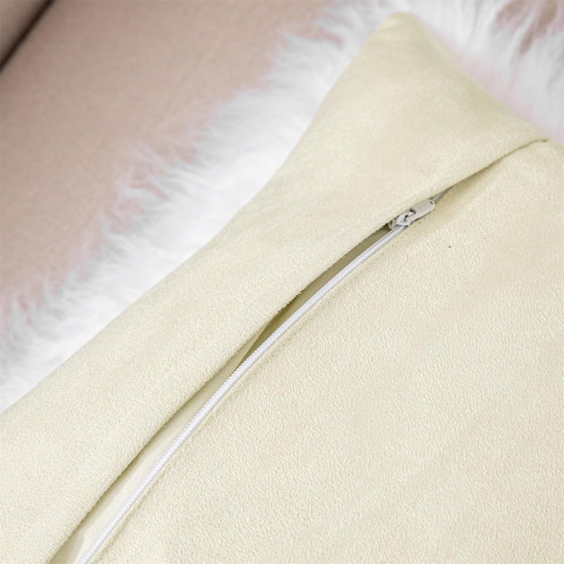 yingda1992 Mongolian Lamb Fur Throw Pillow Cover (16'' x 16'', White) Real Fur Decorative Cushion Cover Pillow Case for Living Room Bedroom - Image 5